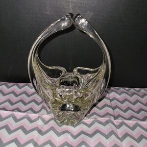 Murano Clear Basket With Split Handle 7" H - 4" L.
